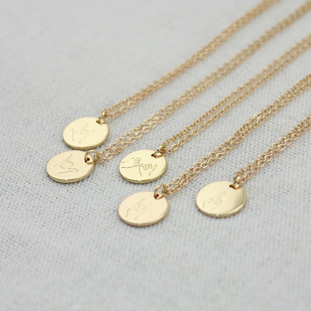 ASL Gebärdensprache Handgeste gestempelte Halskette