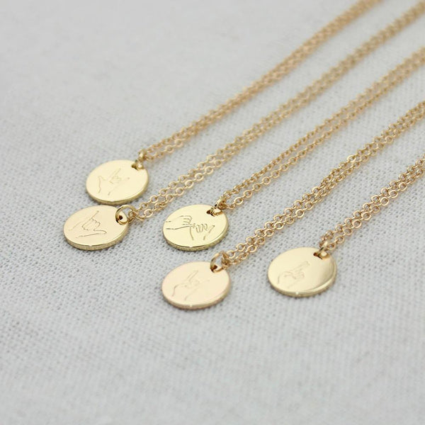 ASL Gebärdensprache Handgeste gestempelte Halskette