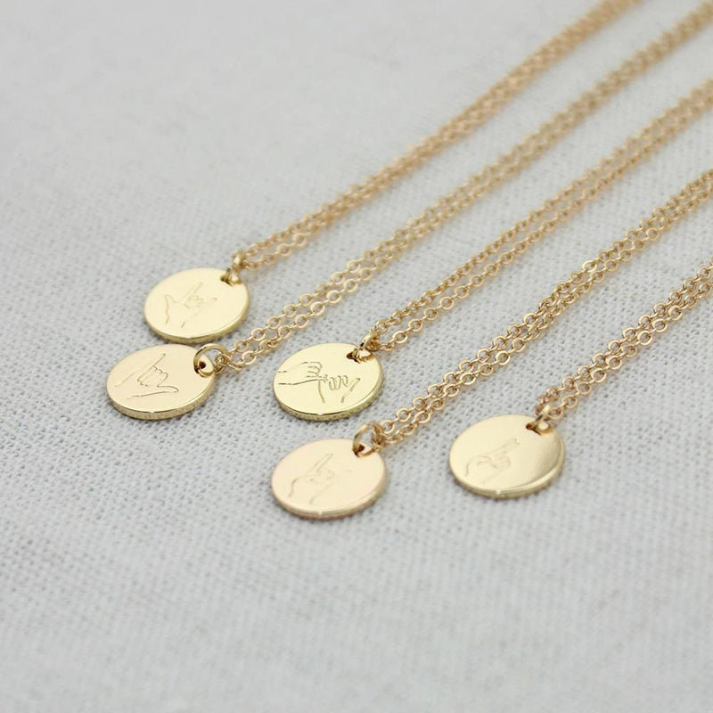 ASL Gebärdensprache Handgeste gestempelte Halskette