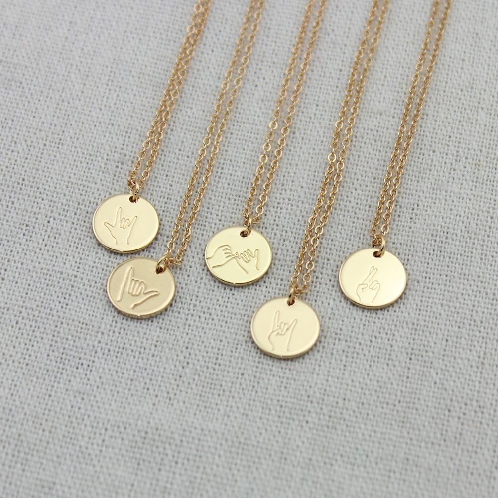 ASL Gebärdensprache Handgeste gestempelte Halskette