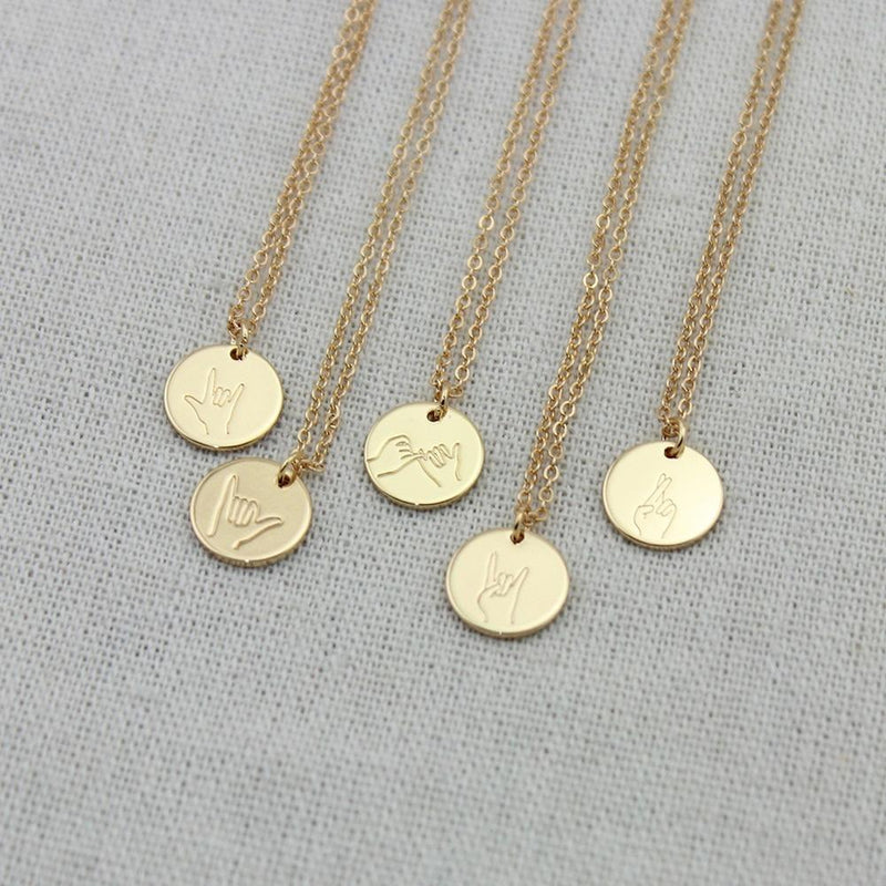 ASL Gebärdensprache Handgeste gestempelte Halskette