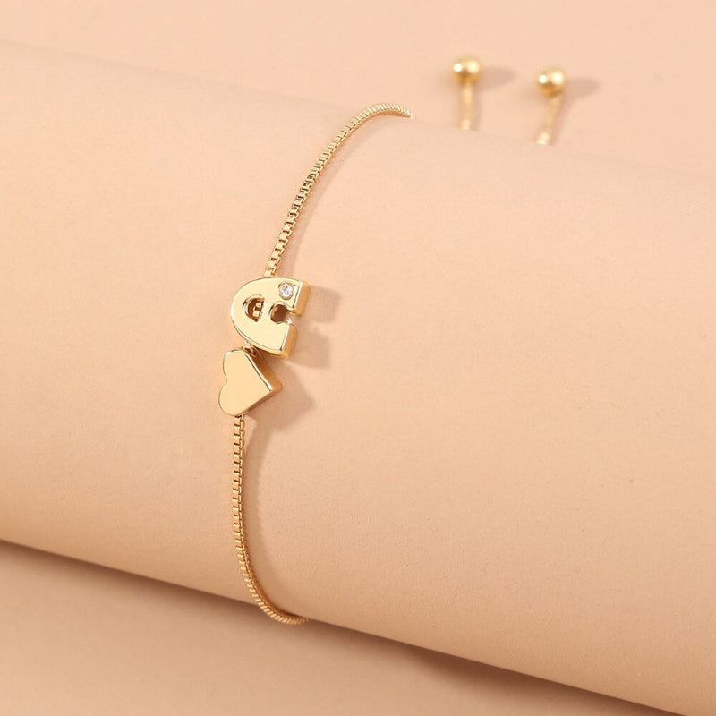 Personalisierte Liebesherz-Anfangsbuchstaben-Armbänder von A-Z