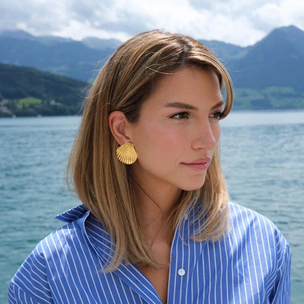 Große Muschel Ohrstecker