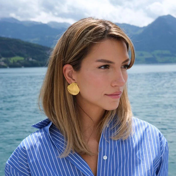 Große Muschel Ohrstecker