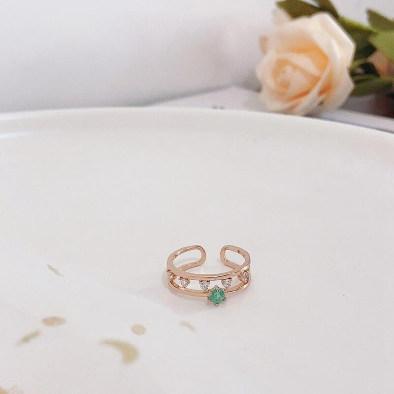 Verstellbare, zierliche Kristallherz- und Blumenring-Kollektion