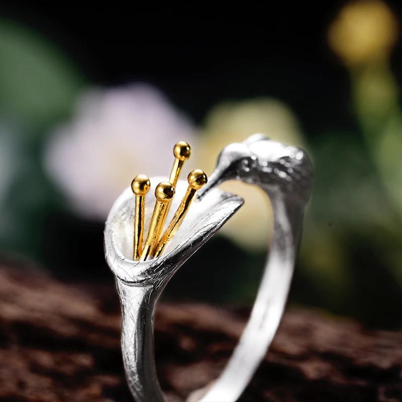 Verstellbarer Kolibri-Ring aus Sterlingsilber