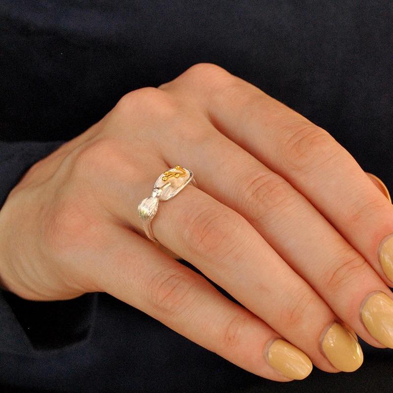 Verstellbarer Kolibri-Ring aus Sterlingsilber