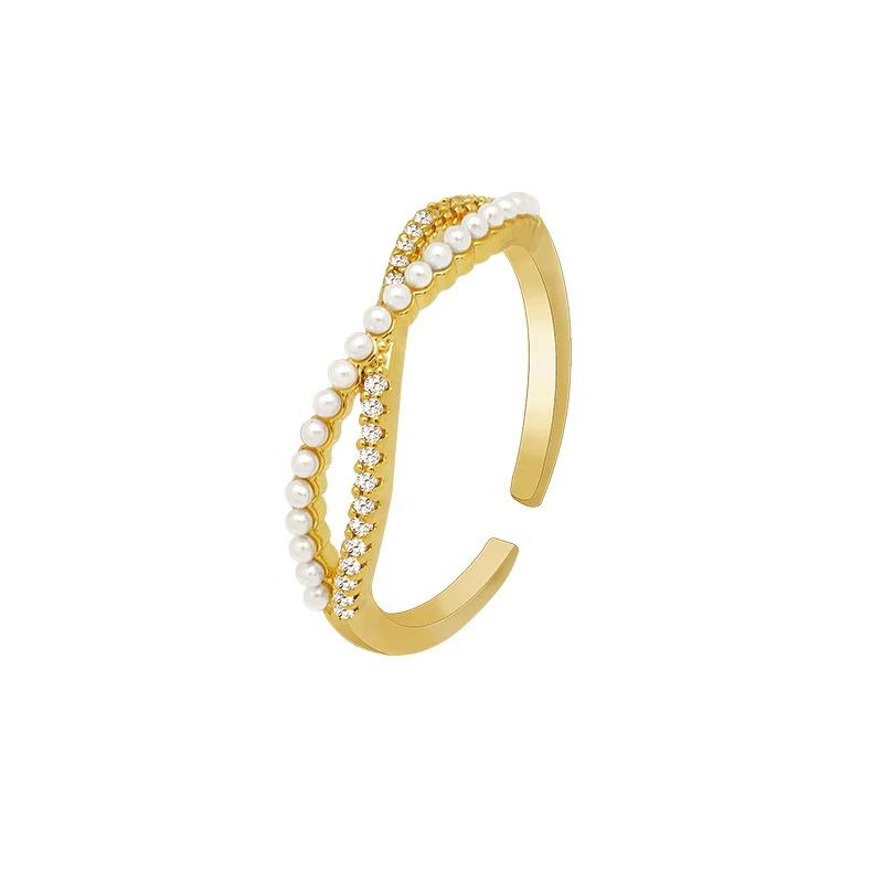 Verstellbare Infinity-Ringe mit Strasssteinen und Perlen