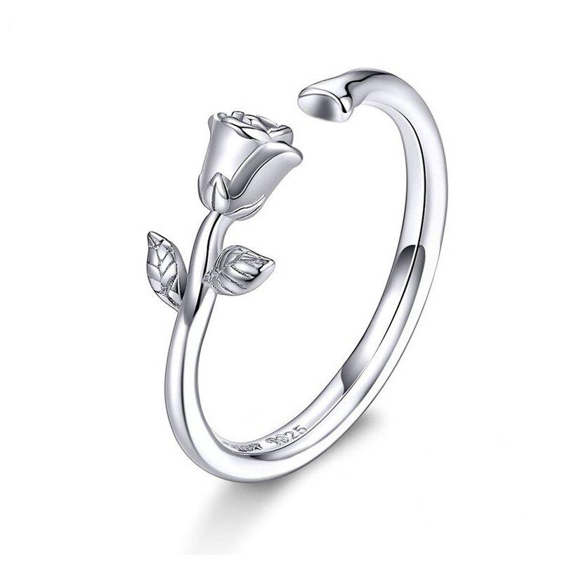 Kollektion verstellbarer offener Zirkonringe aus Sterlingsilber