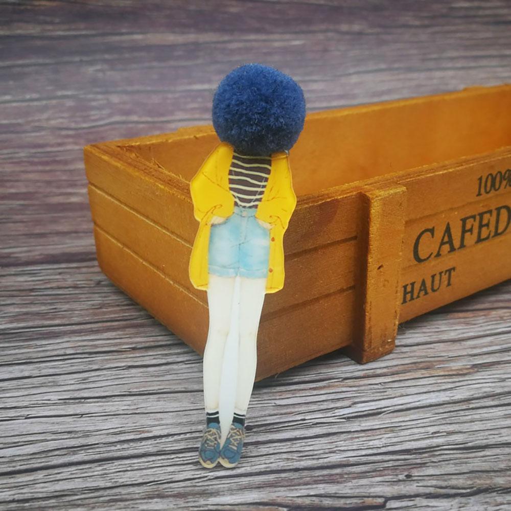 Entzückende Mädchen Cartoon Modelle Pompom Brosche Pins Zubehör