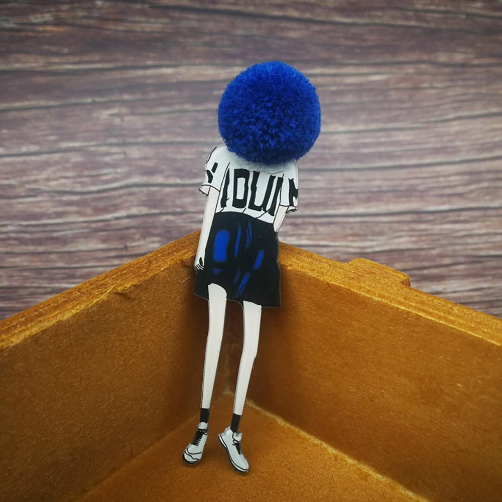 Entzückende Mädchen Cartoon Modelle Pompom Brosche Pins Zubehör