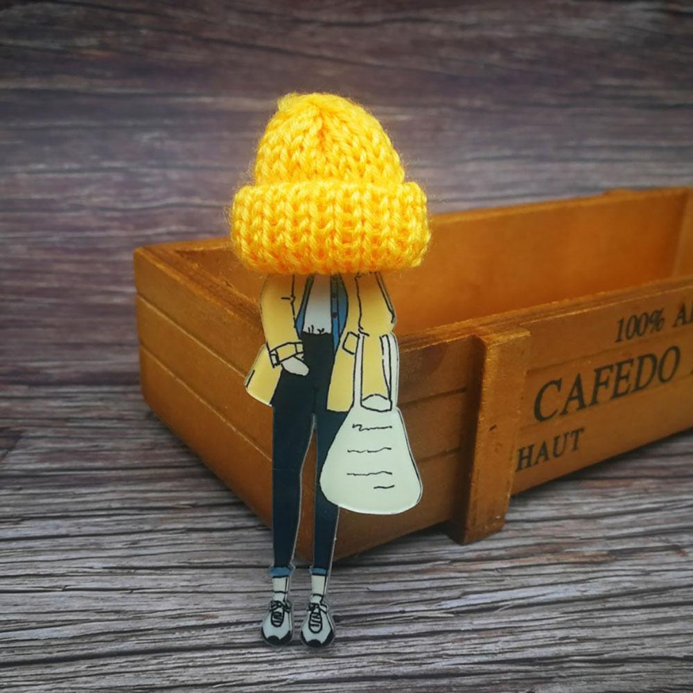 Entzückende Mädchen Cartoon Modelle Pompom Brosche Pins Zubehör