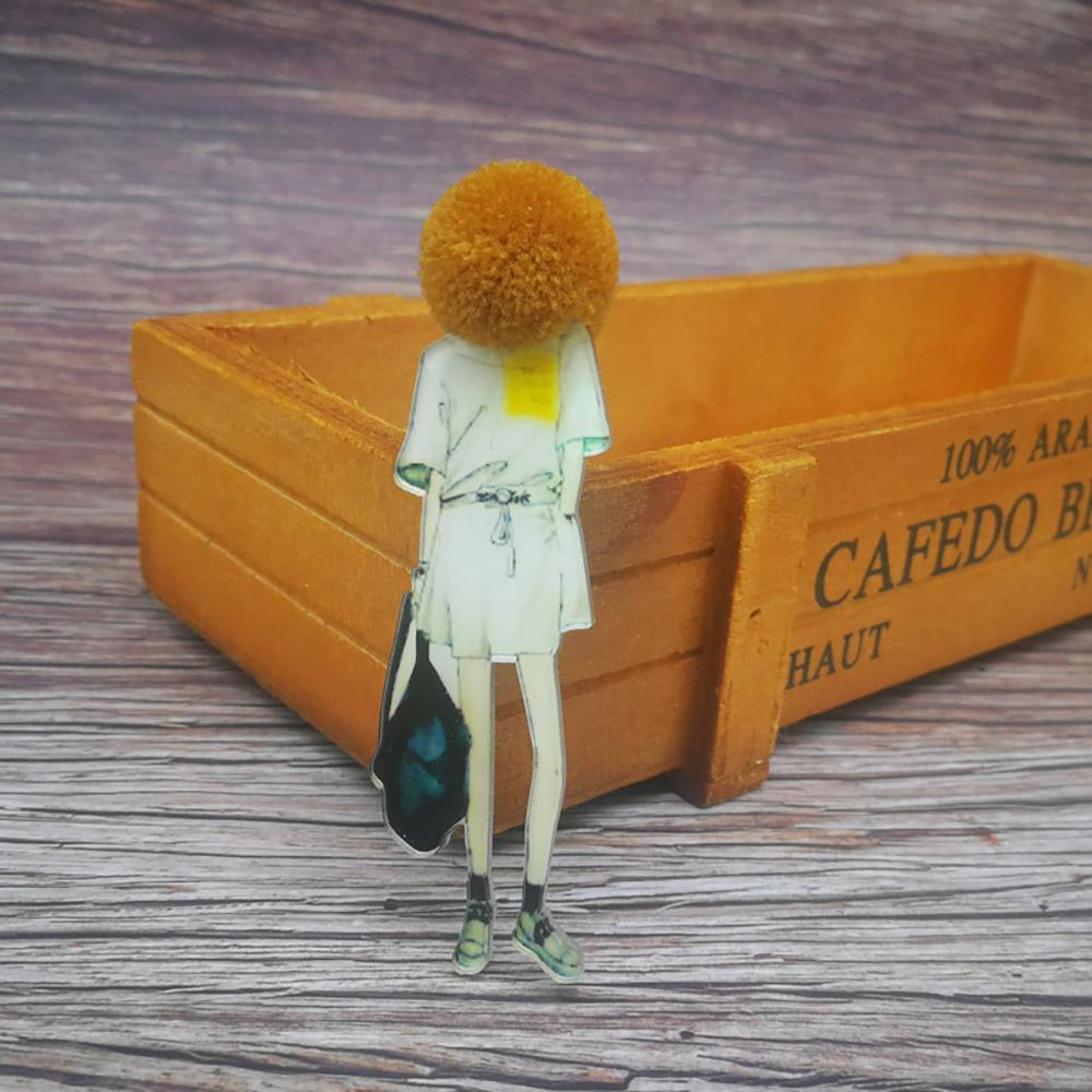 Entzückende Mädchen Cartoon Modelle Pompom Brosche Pins Zubehör