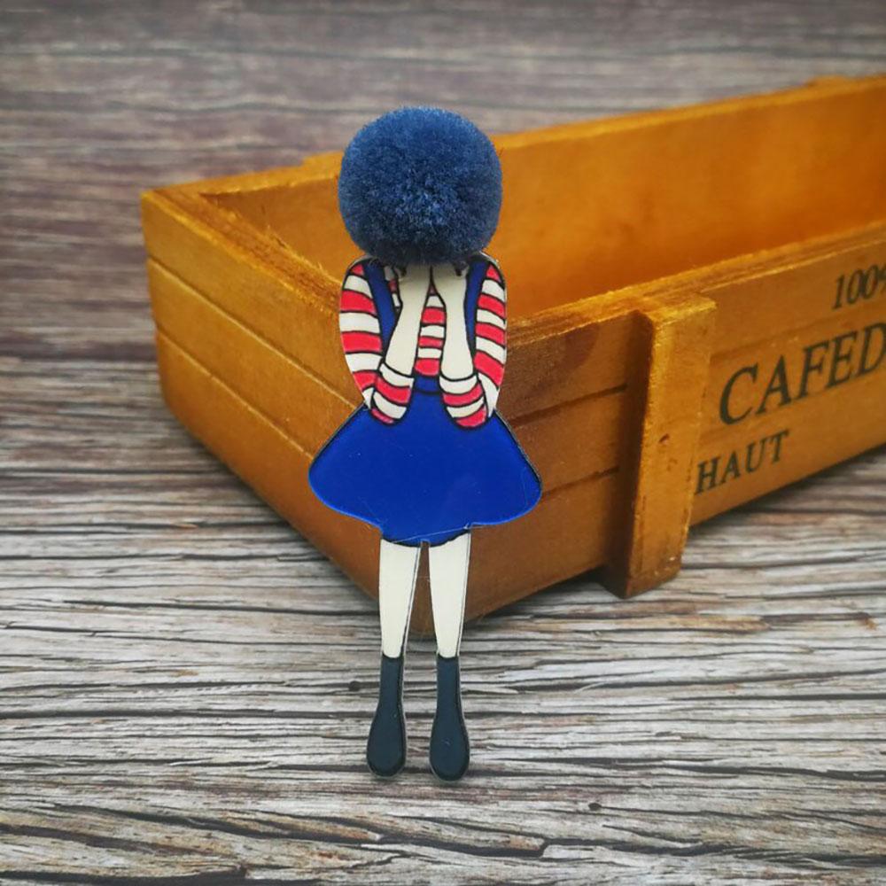 Entzückende Mädchen Cartoon Modelle Pompom Brosche Pins Zubehör