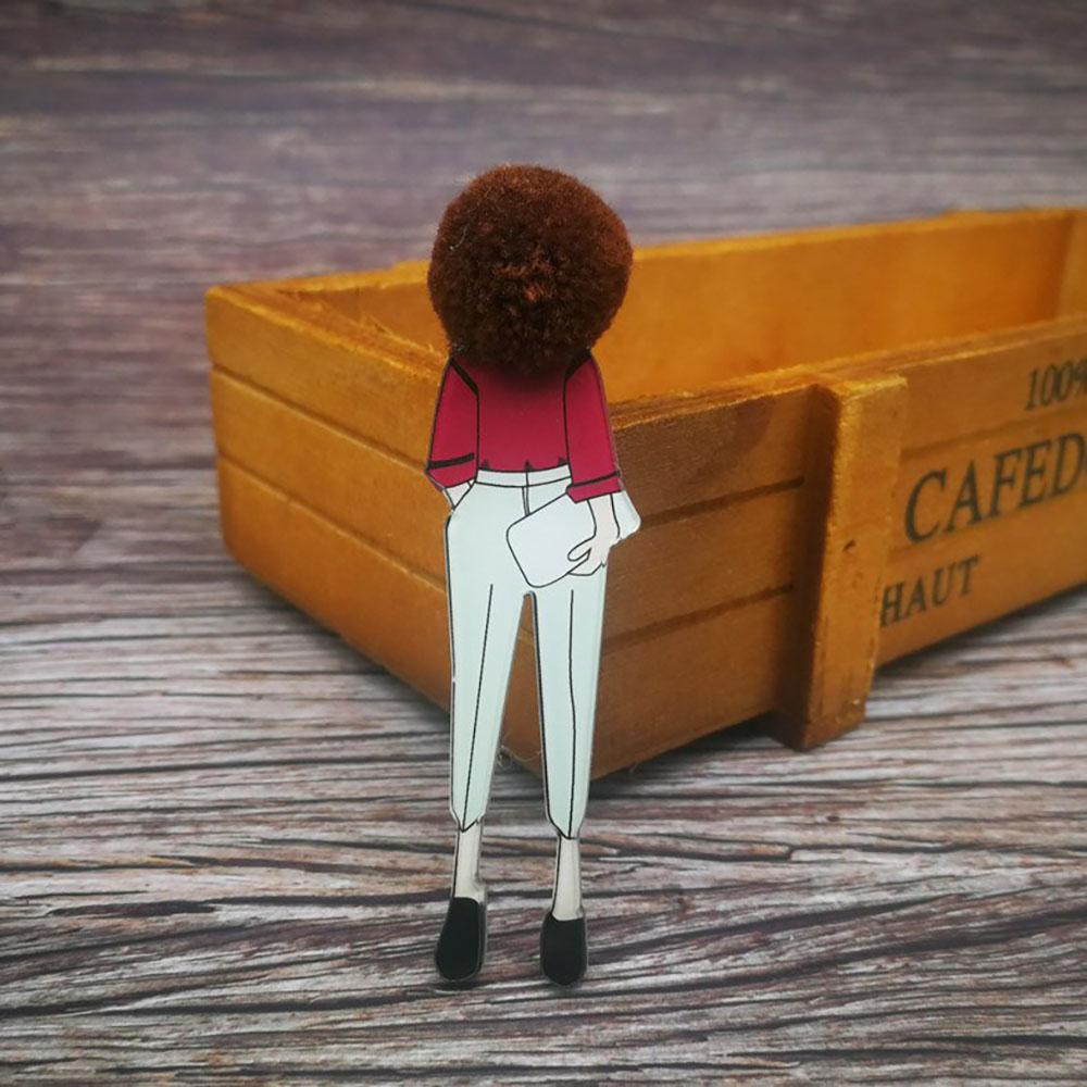 Entzückende Mädchen Cartoon Modelle Pompom Brosche Pins Zubehör