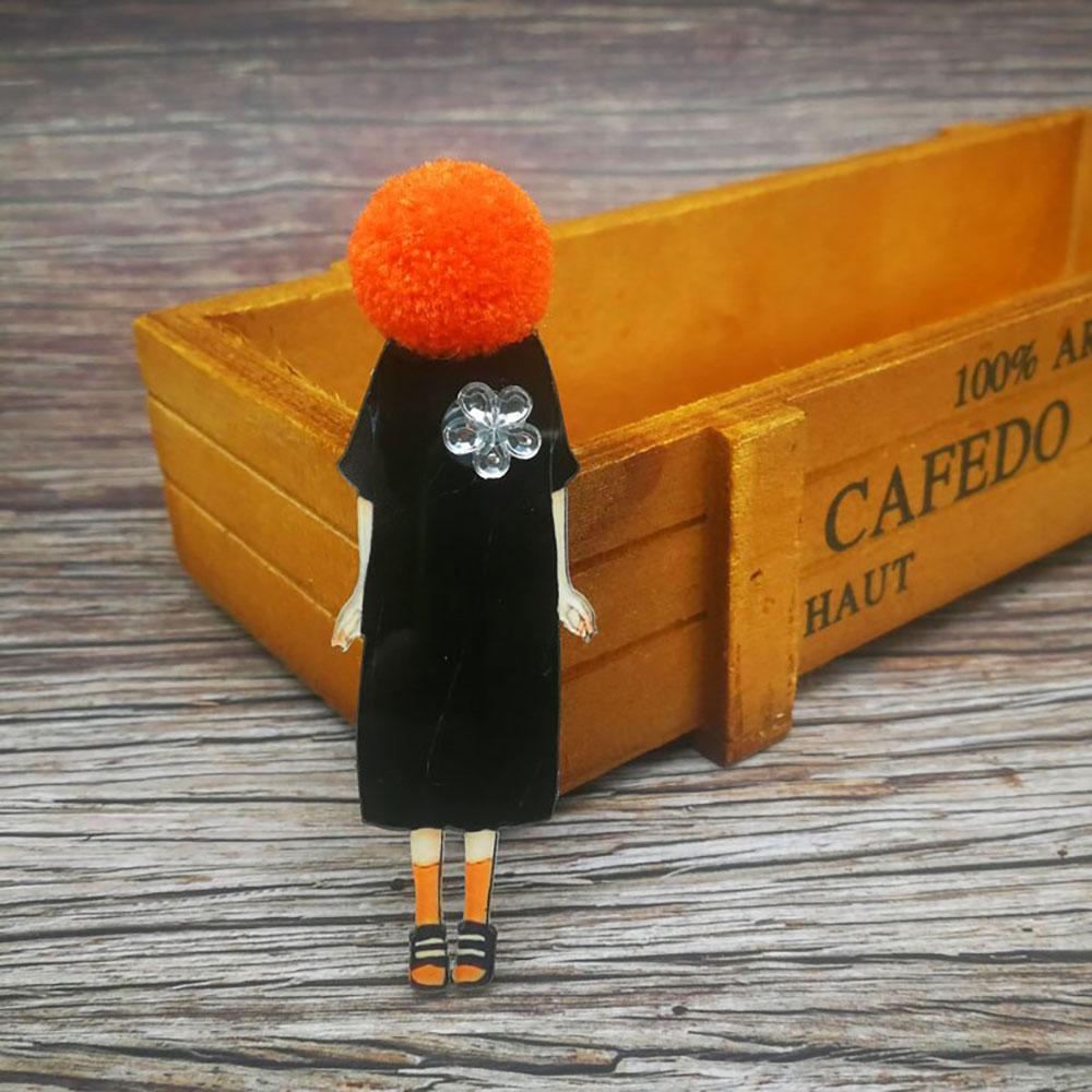 Entzückende Mädchen Cartoon Modelle Pompom Brosche Pins Zubehör