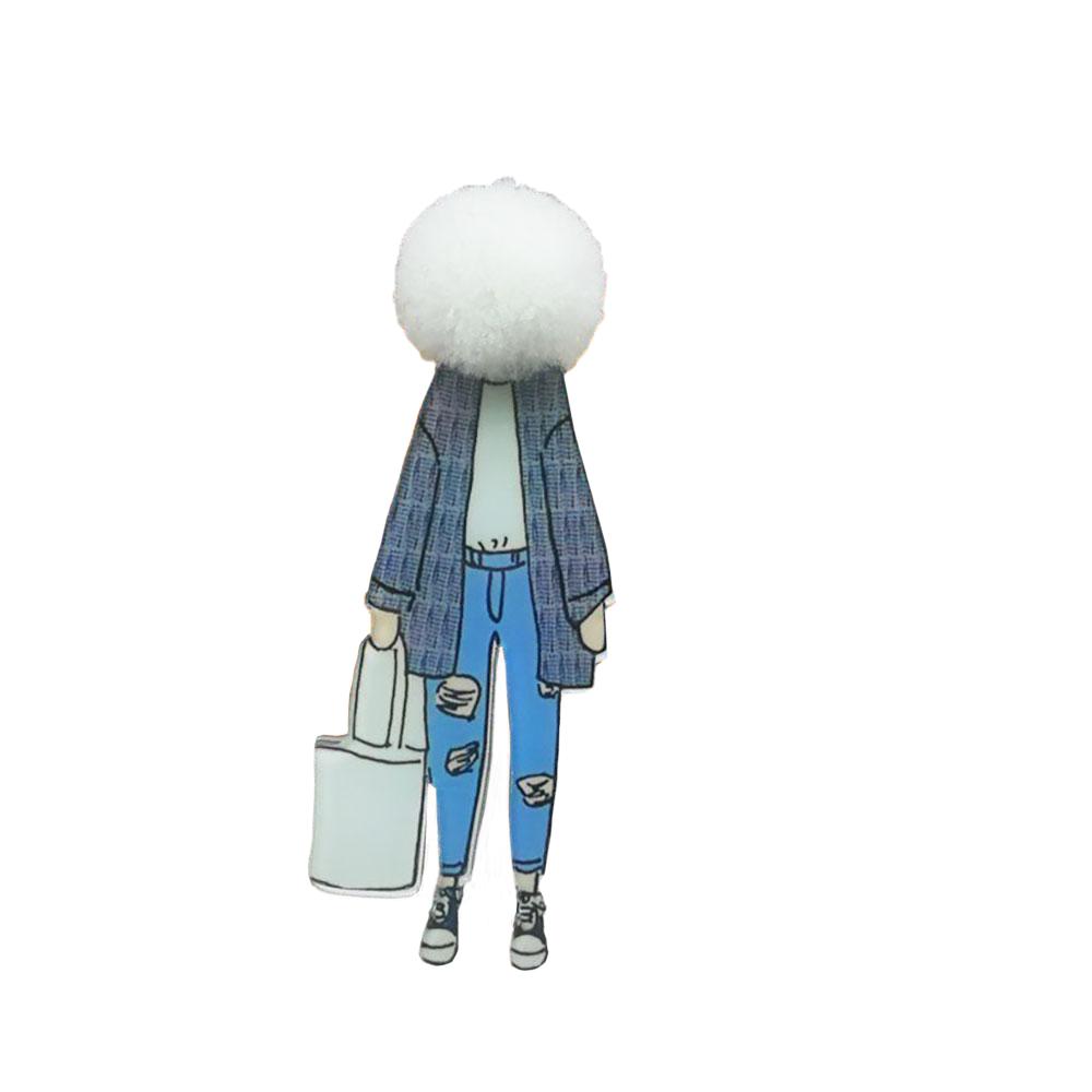 Entzückende Mädchen Cartoon Modelle Pompom Brosche Pins Zubehör