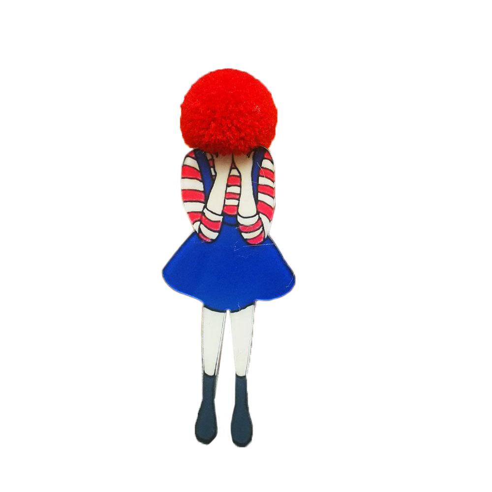 Entzückende Mädchen Cartoon Modelle Pompom Brosche Pins Zubehör