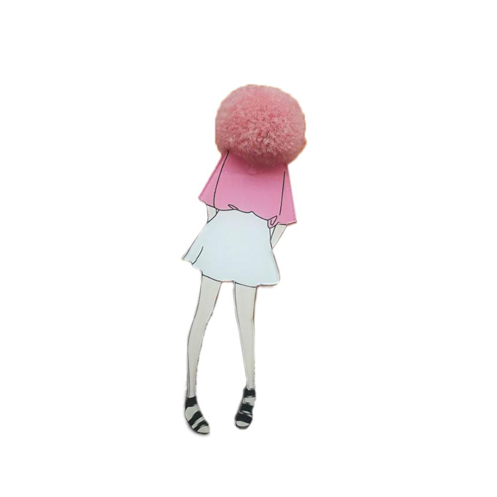 Entzückende Mädchen Cartoon Modelle Pompom Brosche Pins Zubehör