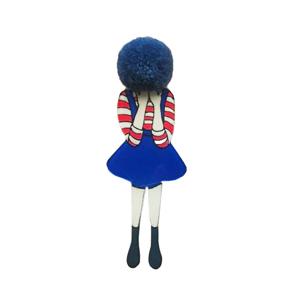 Entzückende Mädchen Cartoon Modelle Pompom Brosche Pins Zubehör