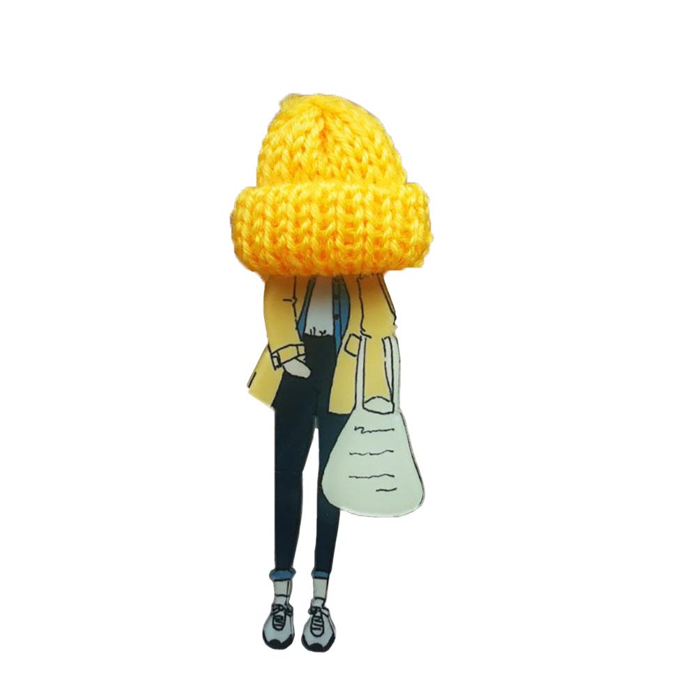 Entzückende Mädchen Cartoon Modelle Pompom Brosche Pins Zubehör
