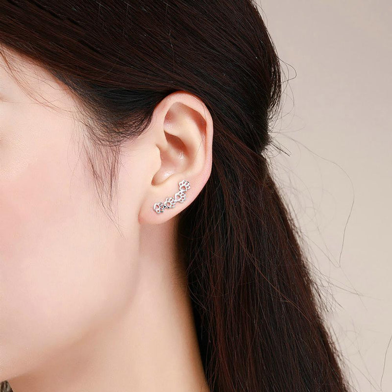 Entzückende Ohrstecker aus Sterlingsilber mit Pfotenabdruck