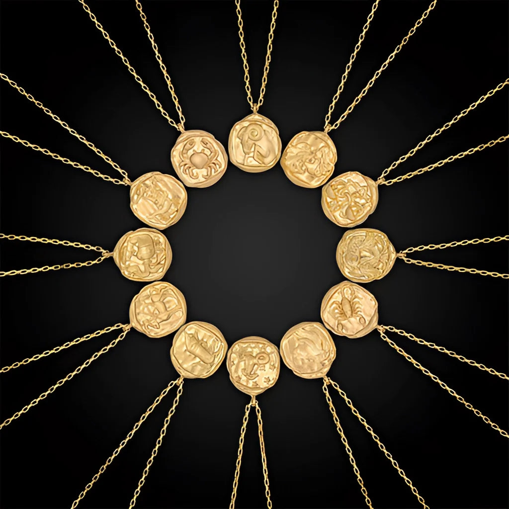 18 Karat Gold Sternzeichen-Anhänger - Luxuriöser himmlischer Astrologie-Schmuck