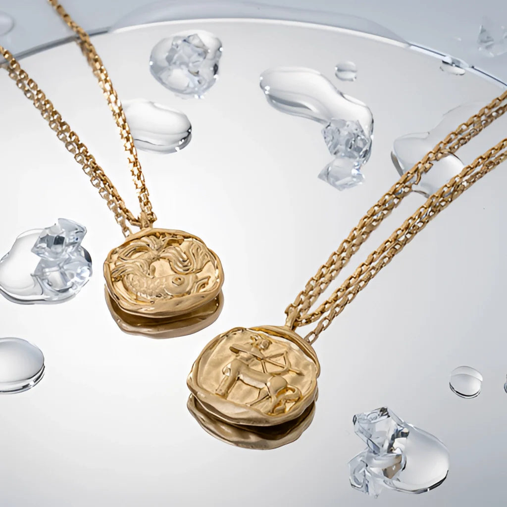 18 Karat Gold Sternzeichen-Anhänger - Luxuriöser himmlischer Astrologie-Schmuck