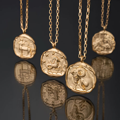 18 Karat Gold Sternzeichen-Anhänger - Luxuriöser himmlischer Astrologie-Schmuck