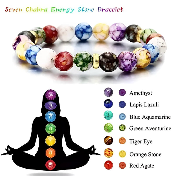 7 Chakra-Heilarmband – Meditationsperlen, mit Reiki angereichertes Energiegleichgewicht