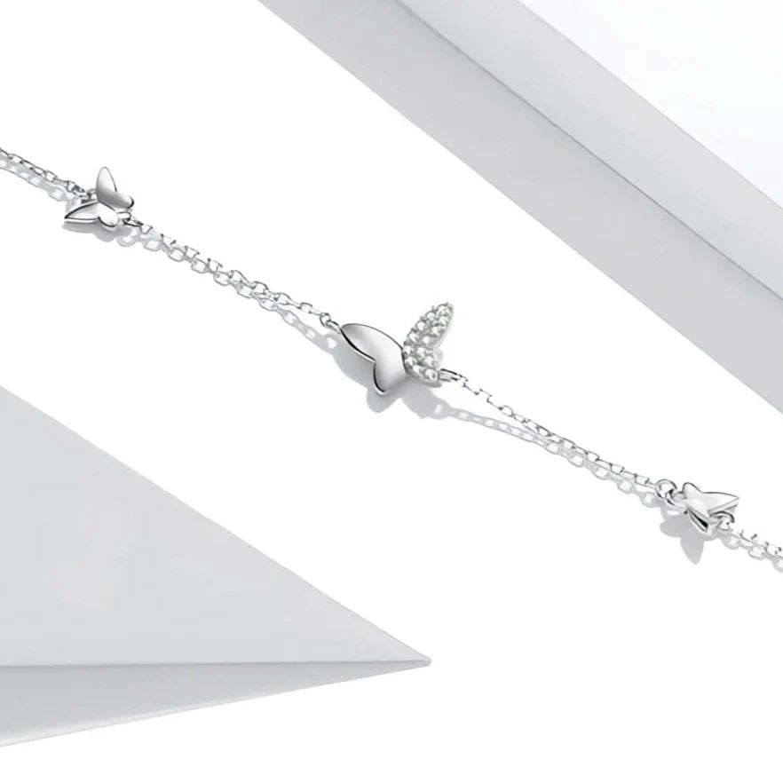 Charm-Armband mit Schmetterlingsmotiv, 925er Sterlingsilber, verstellbar, hypoallergenes Geschenk