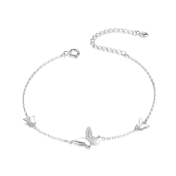 Charm-Armband mit Schmetterlingsmotiv, 925er Sterlingsilber, verstellbar, hypoallergenes Geschenk