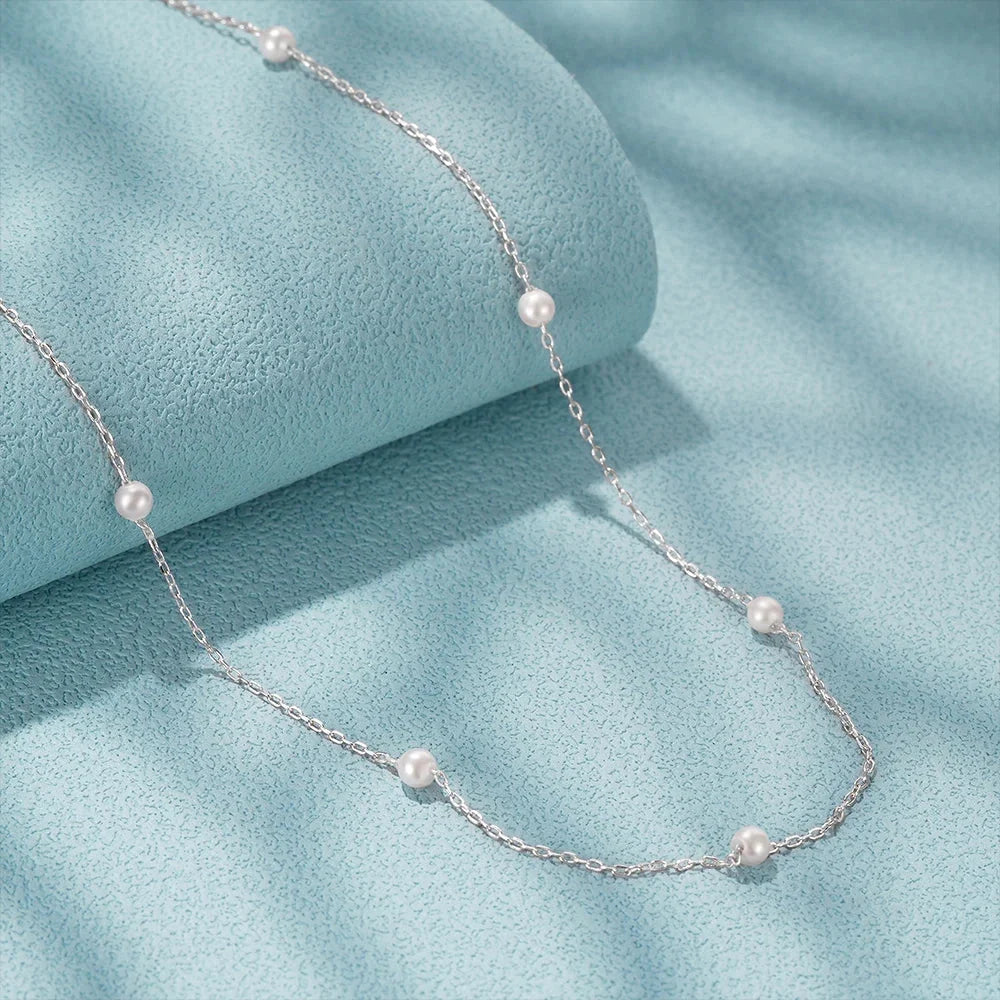 Perlenkette aus 925er Sterlingsilber – hypoallergene, zarte Kette