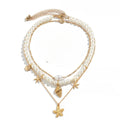 Elegante goldene Halskette mit Seestern-Anhänger – Perlen-Halskette, luxuriöser Schmuck zum Strandthema