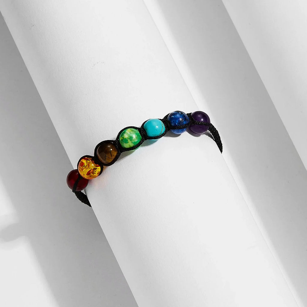 Verstellbares Chakra-Armband – handgefertigte Regenbogen-Edelsteine zur Heilung
