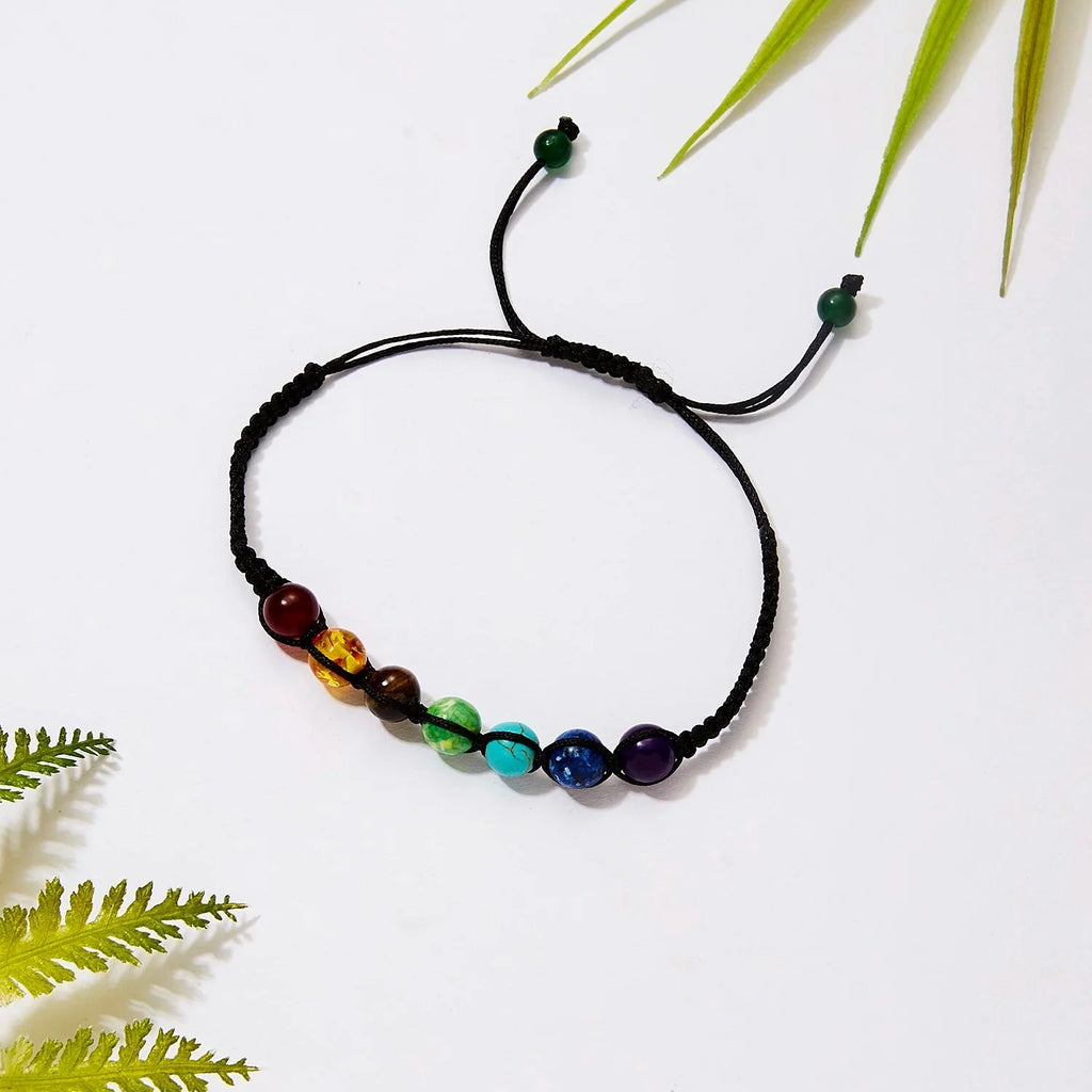 Verstellbares Chakra-Armband – handgefertigte Regenbogen-Edelsteine zur Heilung