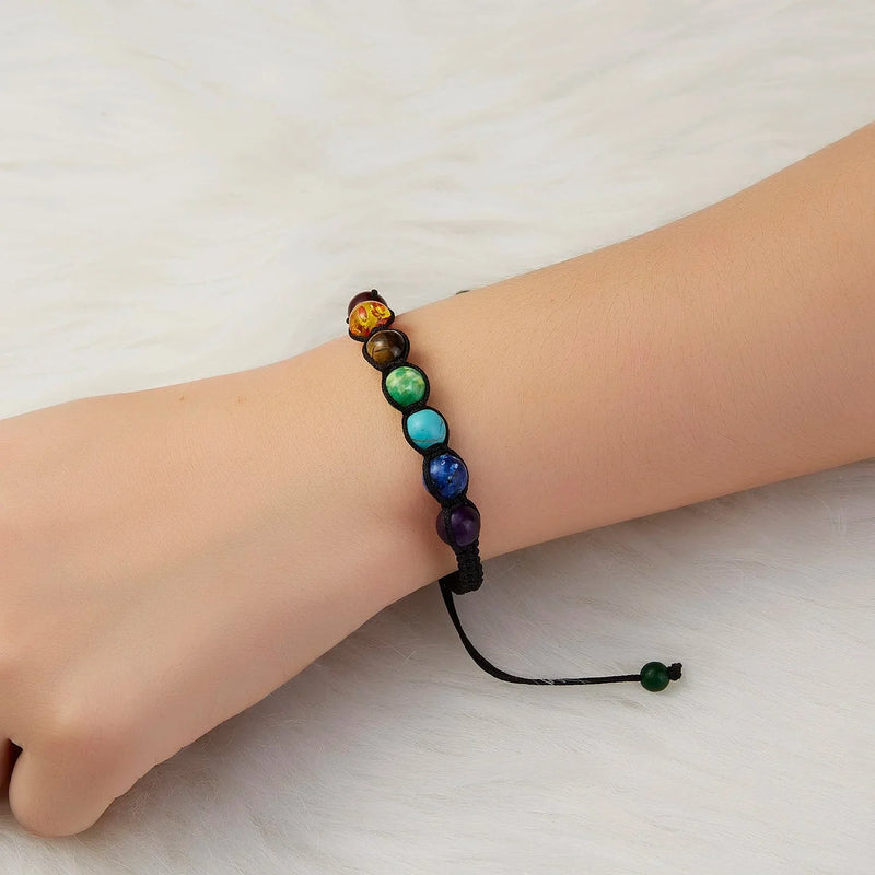 Verstellbares Chakra-Armband – handgefertigte Regenbogen-Edelsteine zur Heilung