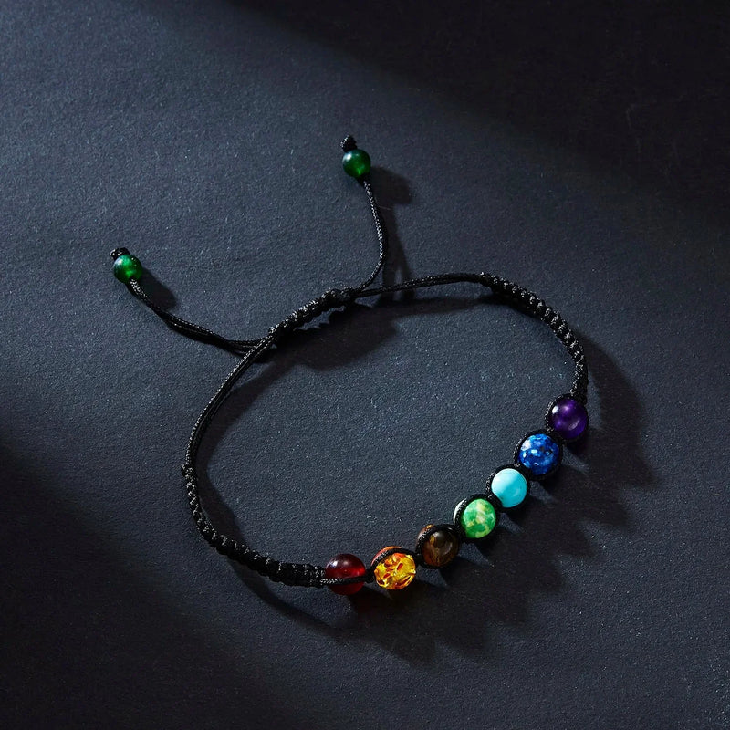 Verstellbares Chakra-Armband – handgefertigte Regenbogen-Edelsteine zur Heilung