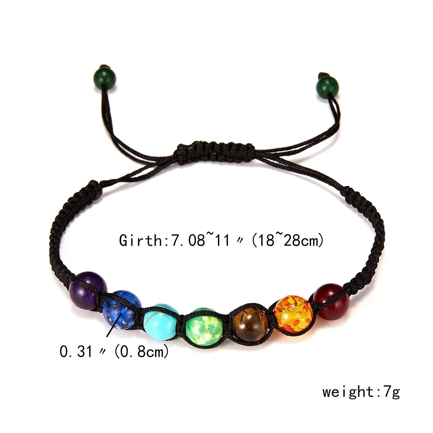 Verstellbares Chakra-Armband – handgefertigte Regenbogen-Edelsteine zur Heilung