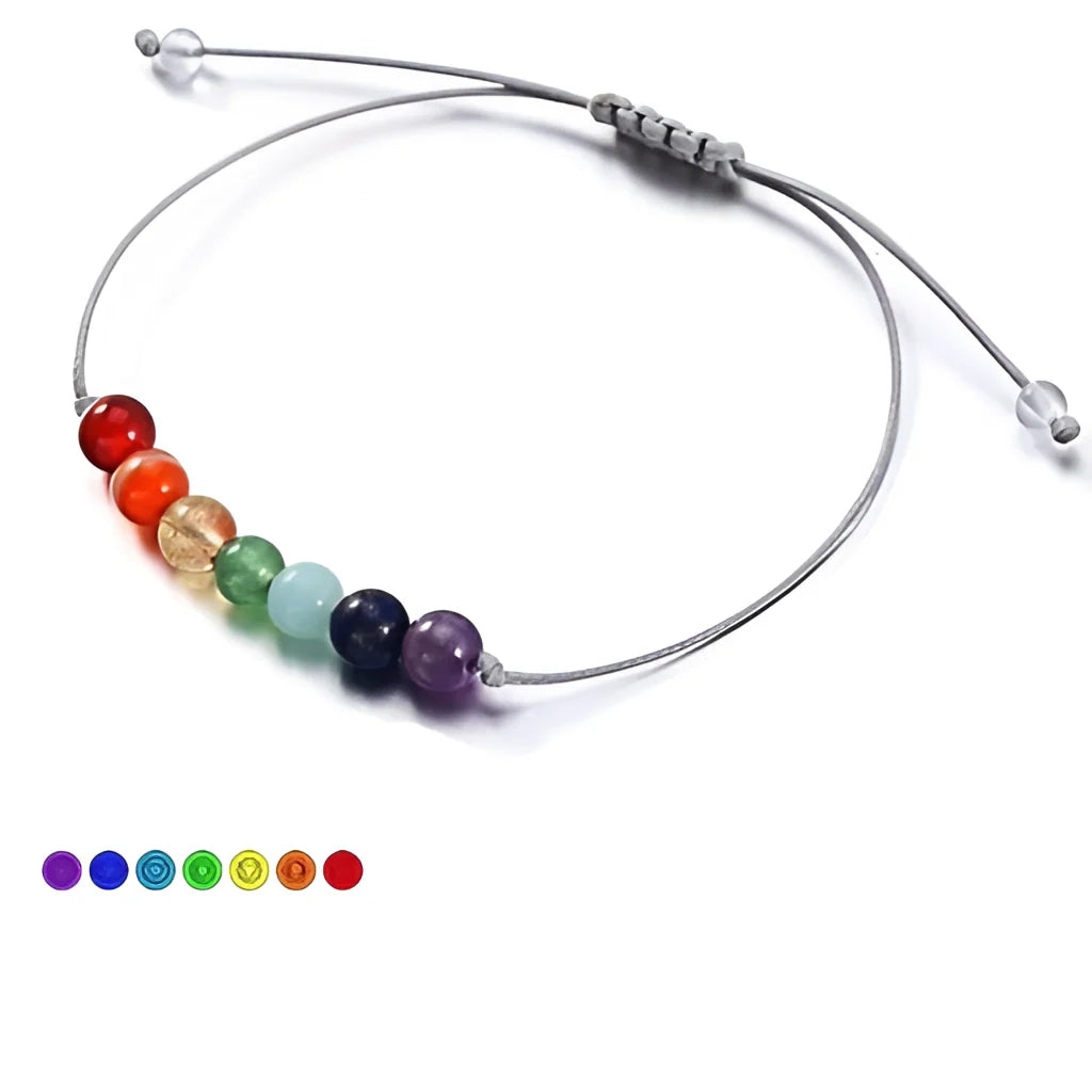 Verstellbares Armband mit heilenden Chakra-Steinen – mehrfarbiger Meditationsschmuck