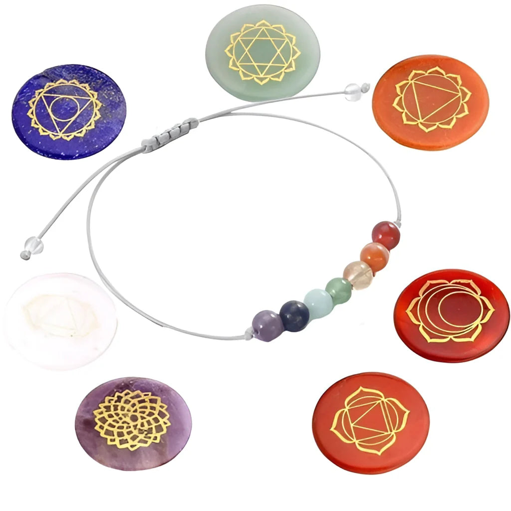Verstellbares Armband mit heilenden Chakra-Steinen – mehrfarbiger Meditationsschmuck
