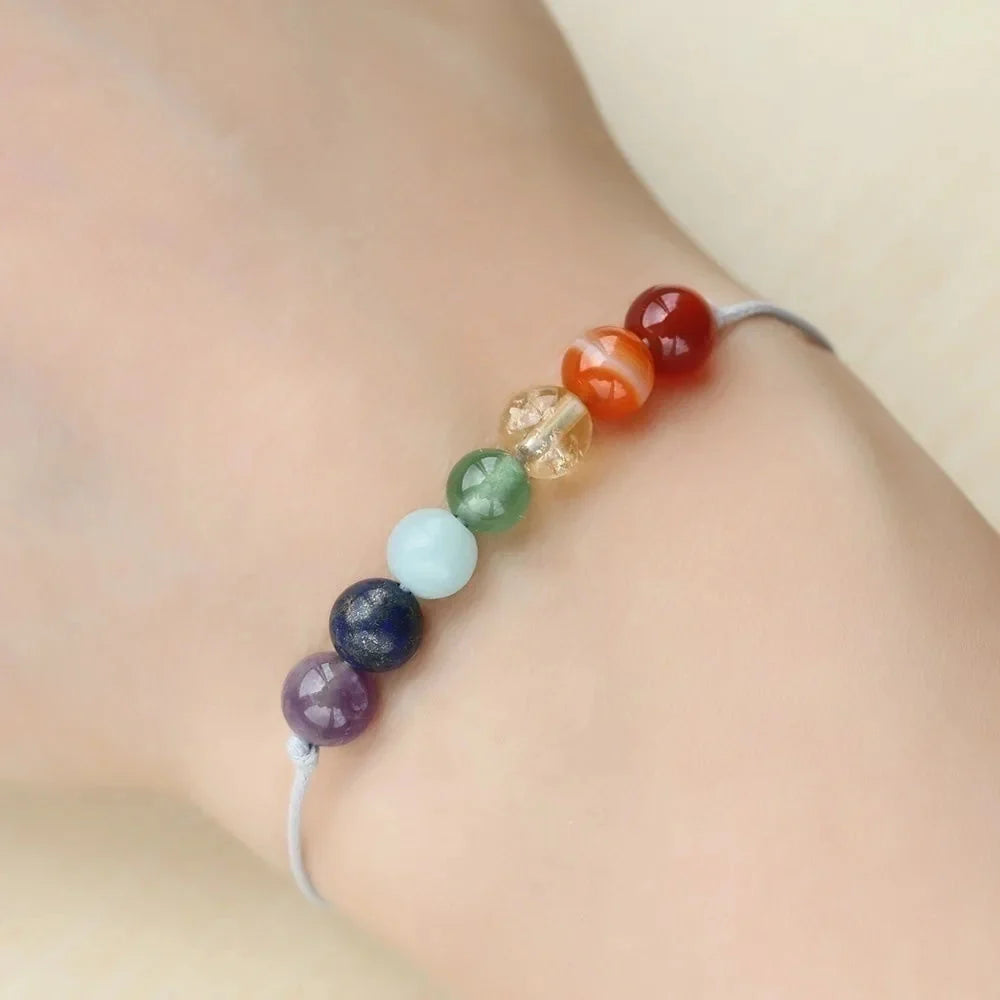 Verstellbares Armband mit heilenden Chakra-Steinen – mehrfarbiger Meditationsschmuck