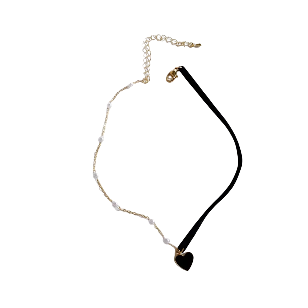 Verstellbares Samt-Halsband mit goldenem Herzanhänger – Romantisches Geschenk