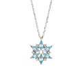 Aquamarin Schneeflocke Anhänger, Türkis Edelstein Halskette, Sterling Silber Geschenk