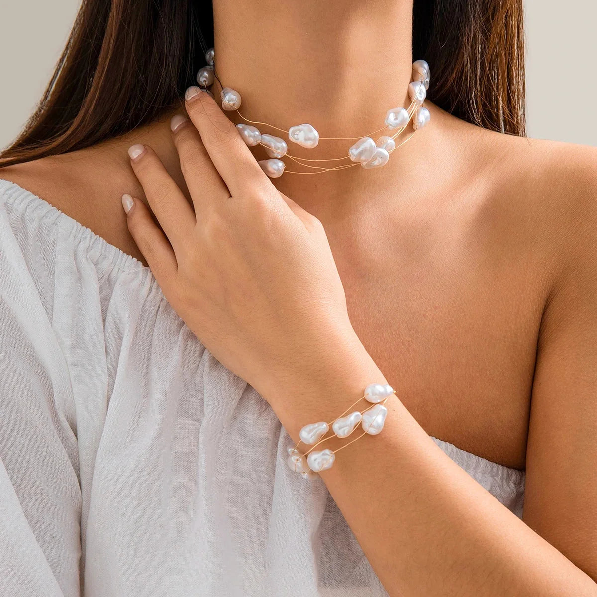 Barocke Perlenkette - Einzigartiger Kpop Brautschmuck