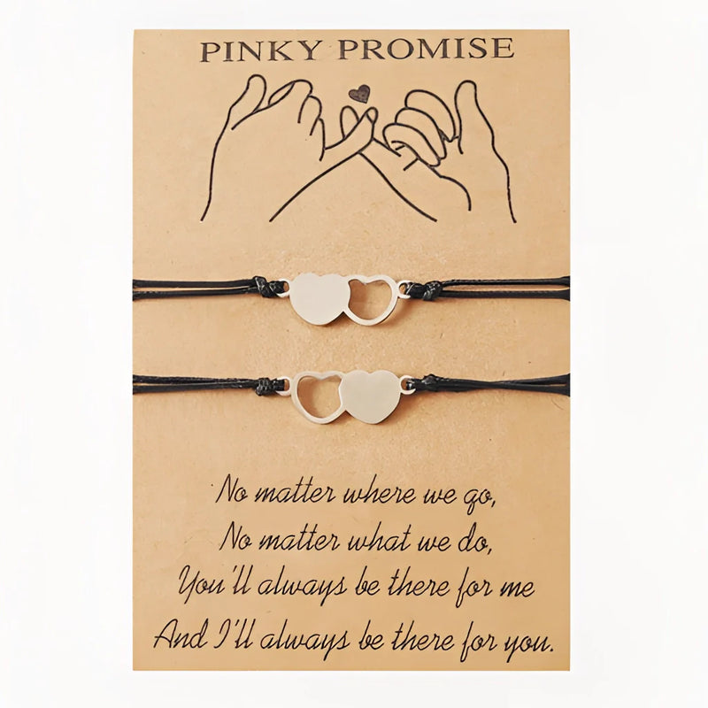 Best Friend Pinky Promise Armband - Verstellbarer Herzanhänger, gewebte Kordel