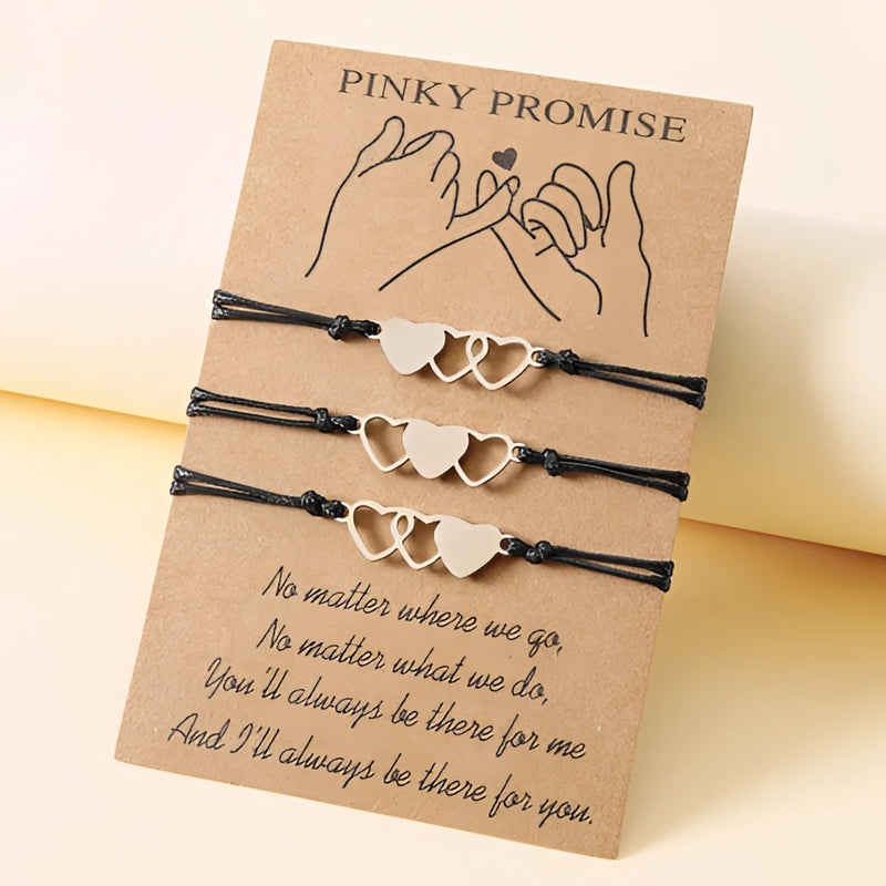 Best Friend Pinky Promise Armband - Verstellbarer Herzanhänger, gewebte Kordel