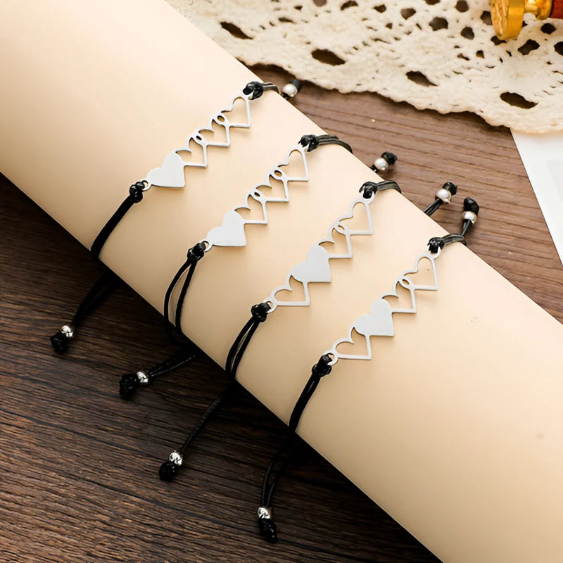 Best Friend Pinky Promise Armband - Verstellbarer Herzanhänger, gewebte Kordel