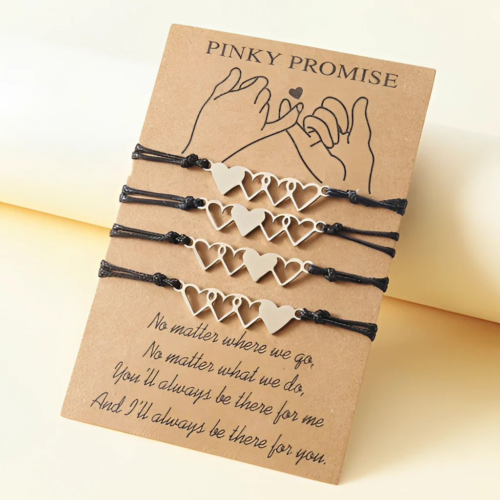 Best Friend Pinky Promise Armband - Verstellbarer Herzanhänger, gewebte Kordel