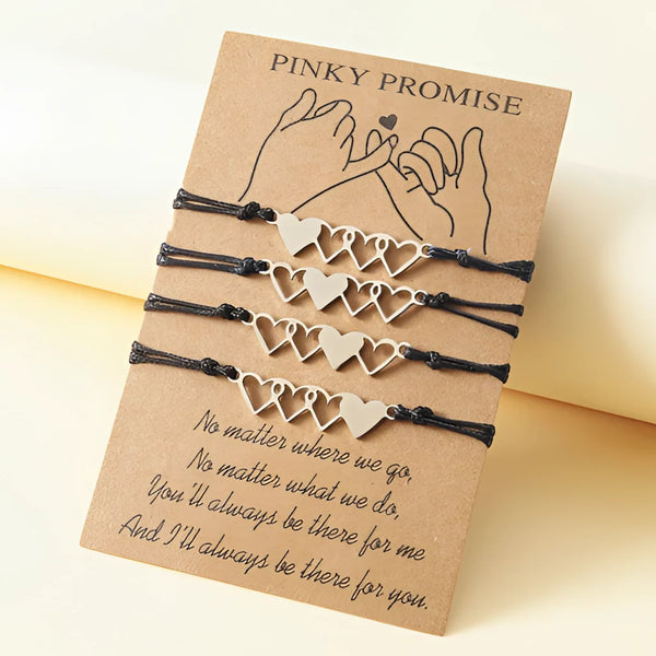 Best Friend Pinky Promise Armband - Verstellbarer Herzanhänger, gewebte Kordel